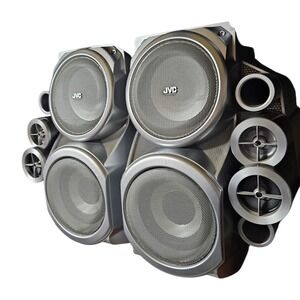 JVC Twin Giga Tube SP-HXD77 Speakers 2 Pair Works! / Tested No Stereo Unit Silve